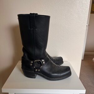 Frye Black Leather Combat Boots
